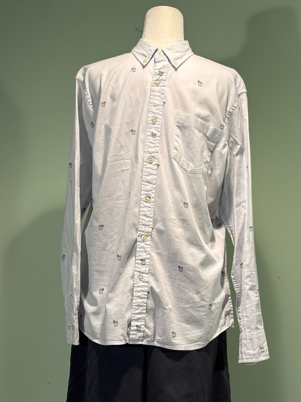 Mens  ultra light blue Button-Up Shirt with margarita Print size M